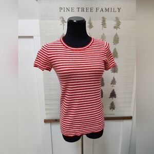 J.Crew Red & White Striped Short-Sleeve Knit Top XS